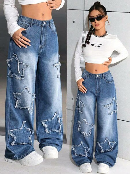 Jeans larges avec motifs