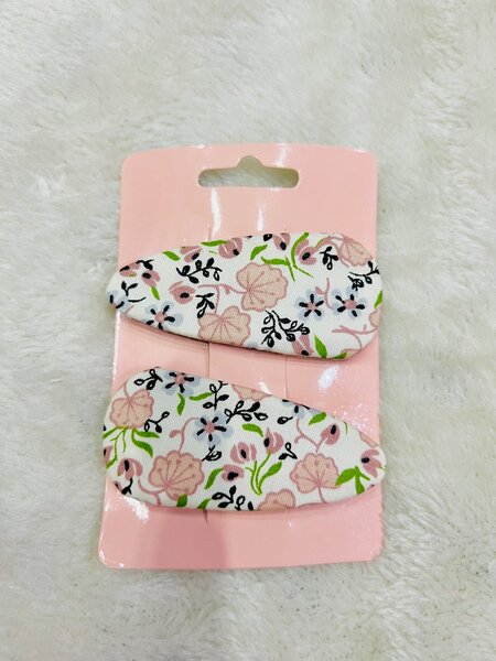 2 pairs of hair pins zebra design and floral design for kids