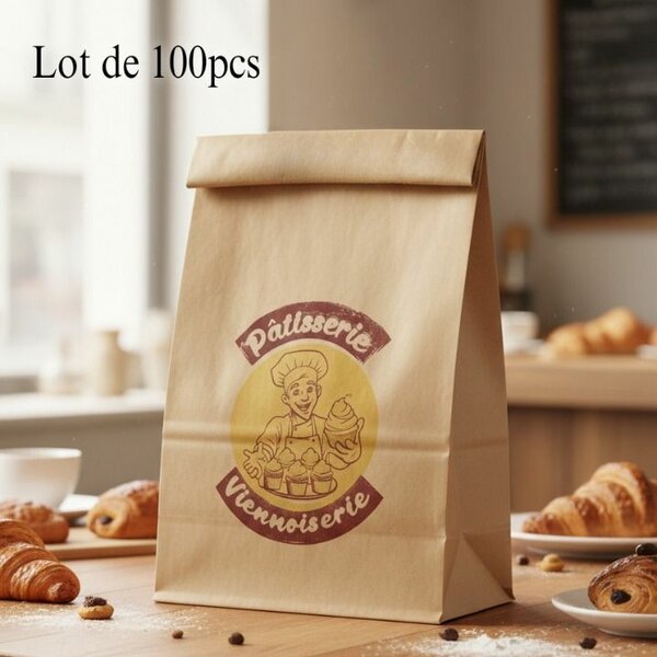 Sacs en papier kraft pour boulangerie 100 pcs