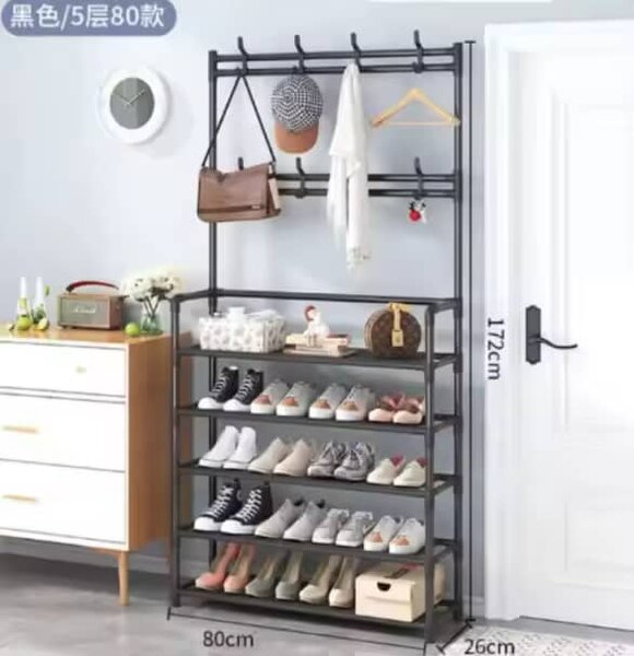 Étagère à chaussures avec porte-manteaux