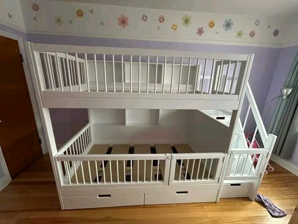 Lit superposé blanc avec rangement