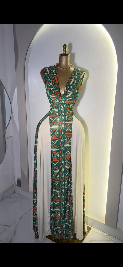 Robe longue à motifs ethniques