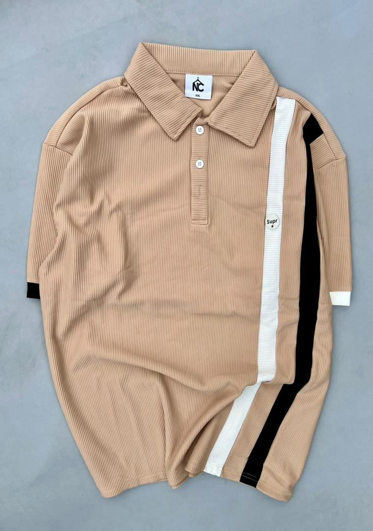 Polo tendance à rayures unisexes