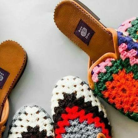 Mules en tricot colorées