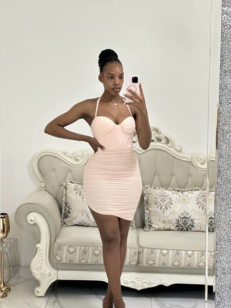beige bodycon dress