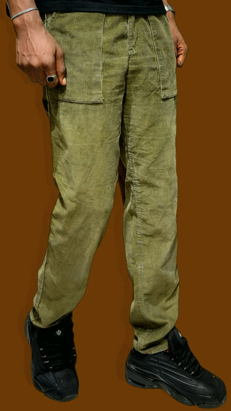 Pantalon cargo en velours vert