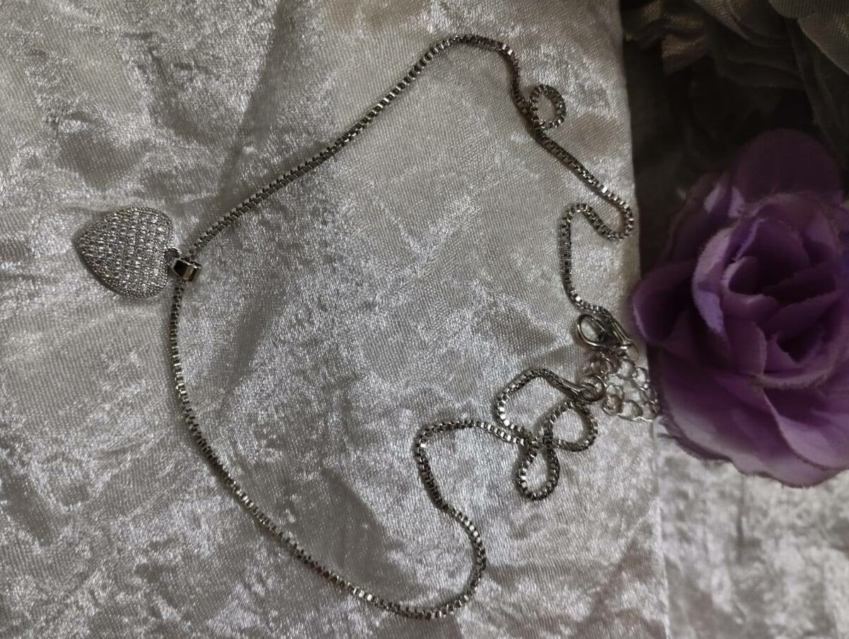 Heart Pendant Necklace Rhinestone Crystal Sterling Silver