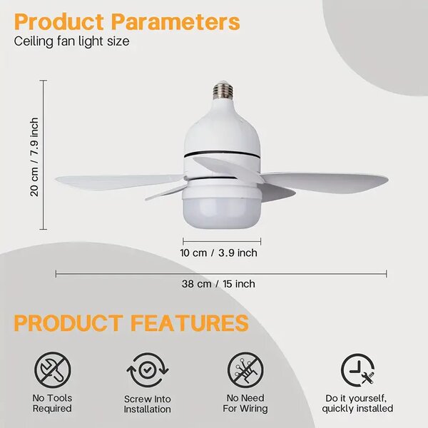 Ventilateur Plafond LED Télécommande