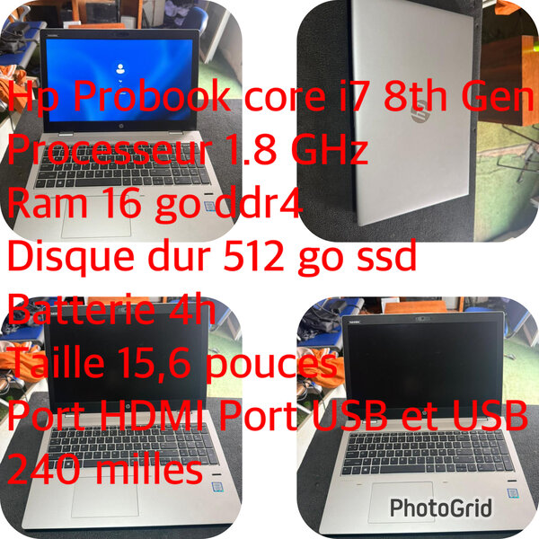 HP ProBook i7 8ème Gén 16Go