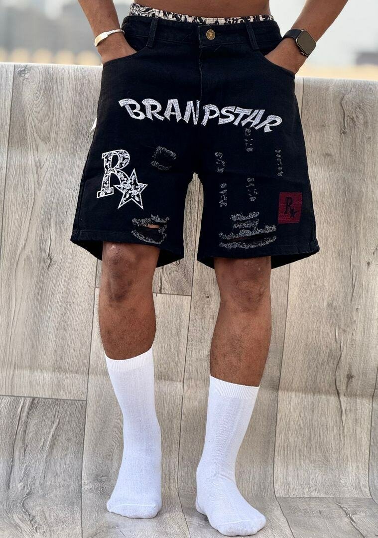 Shorts en jean à motifs