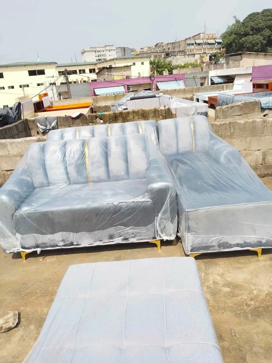 Canapé d'angle en cuir gris