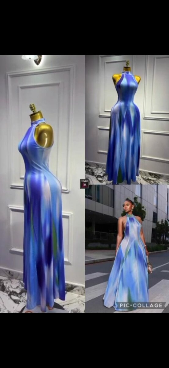 Robe Longue Bleu Élégante