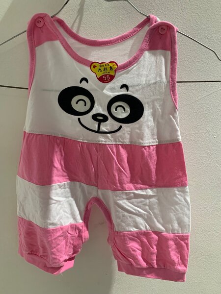Combinaison Bébé Panda Rose Coton