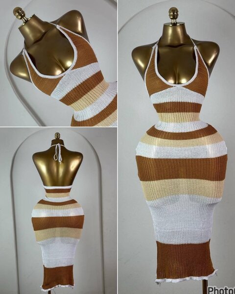 Robe Rayée Femme Élégante