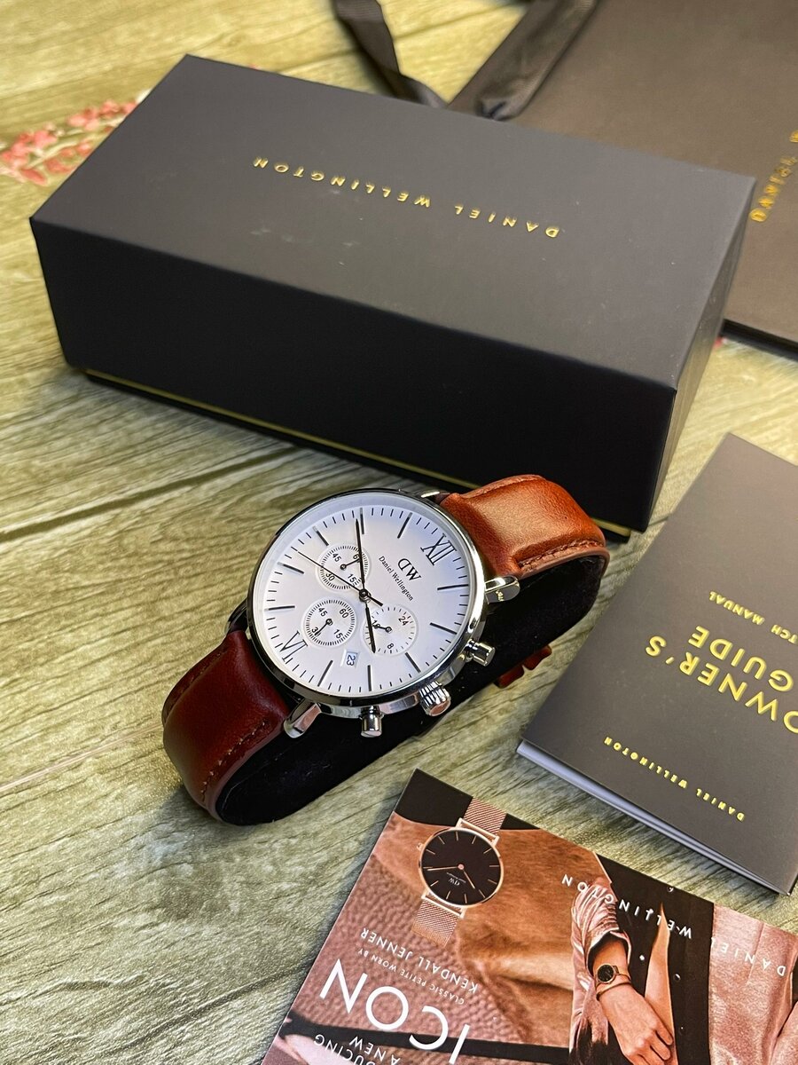 Montre homme luxe cuir noir