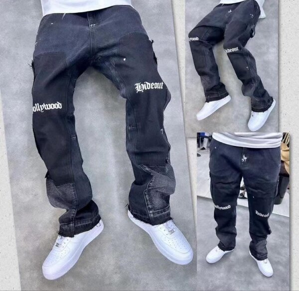 Jeans homme déchirés avec motifs Hollywood