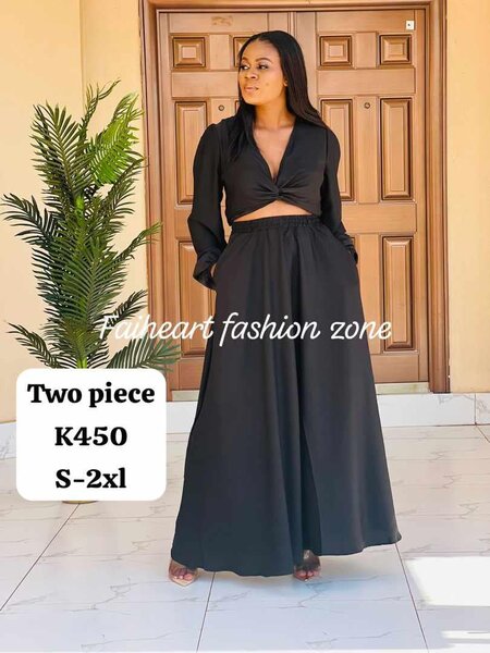Women's set, black top with long sleeves and long skirt   S-2xl