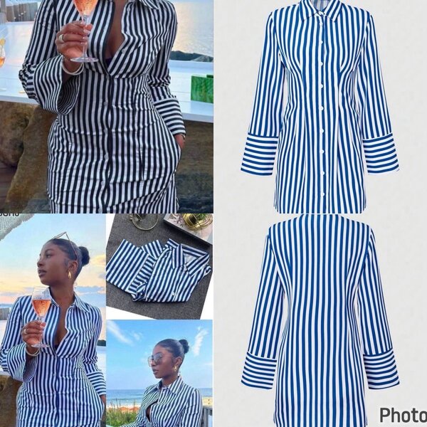 Chemise-robe rayée élégante