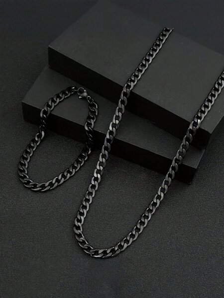 Ensemble collier et bracelet en acier inoxydable