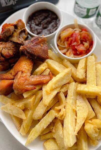 Ignames frits + Poulet grillé