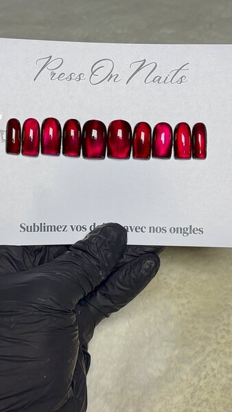 Ongles Press-On Rouge Élégant