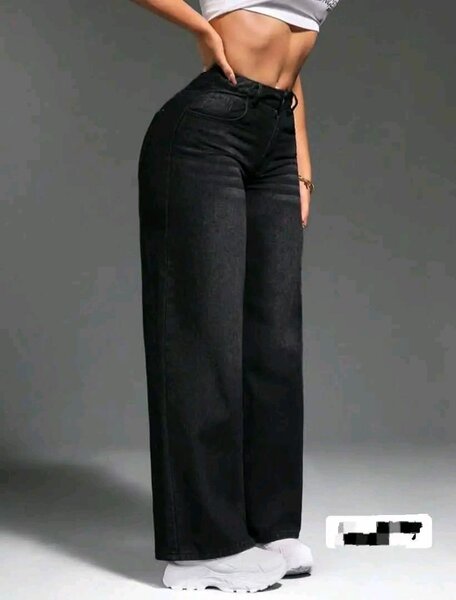 Jean large noir femme