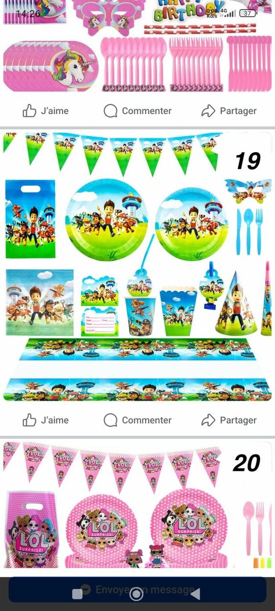 Set de fête d'anniversaire licorne