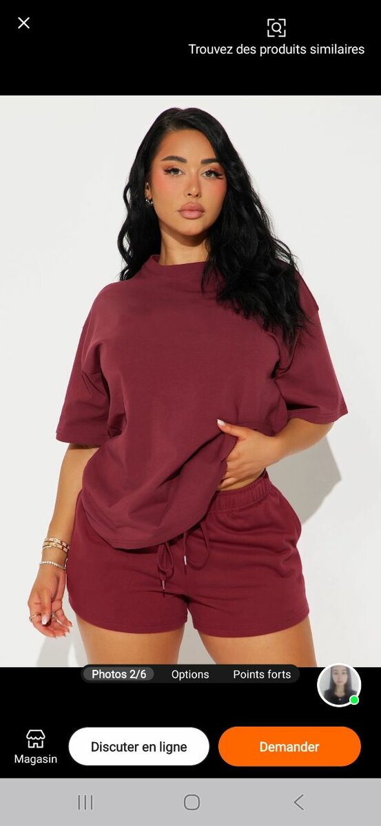 Ensemble décontracté femme bordeaux