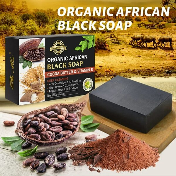 Savon noir africain bio au beurre de cacao