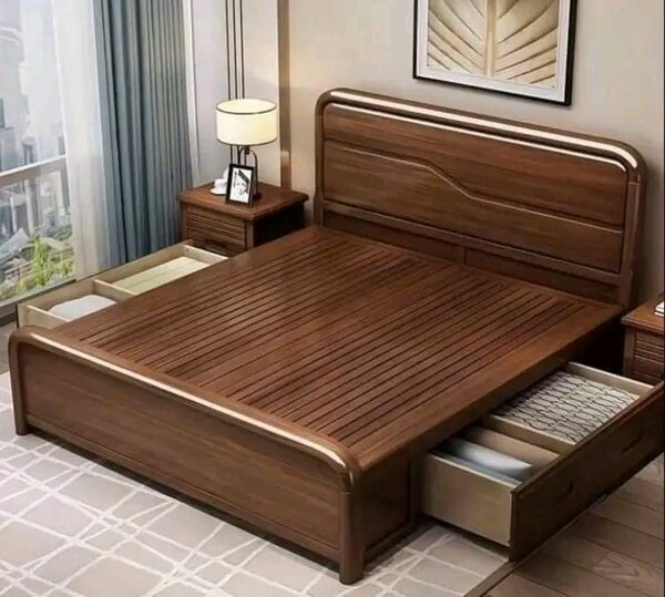 Lit en bois avec rangement