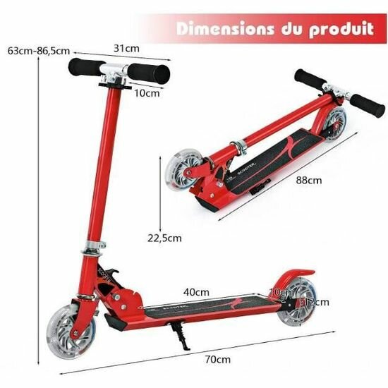 Trottinette Enfant Pliable Rouge