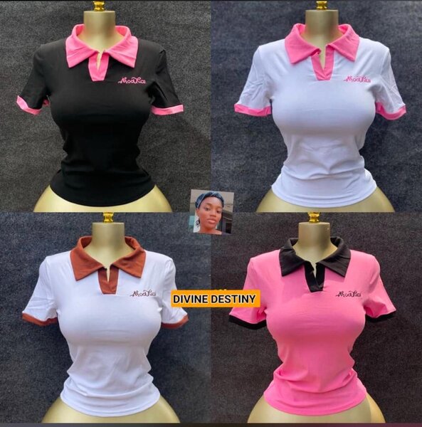 T-shirts femme col contrasté