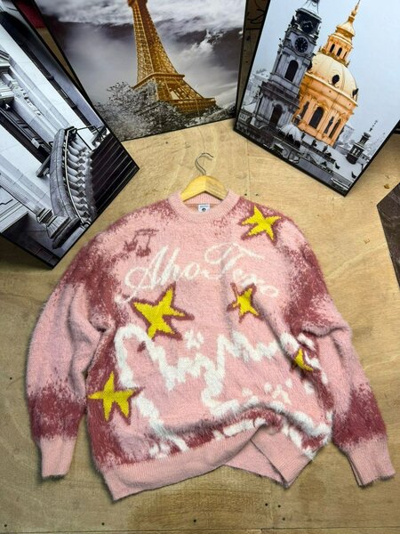 Cardigan étoilé en laine rose