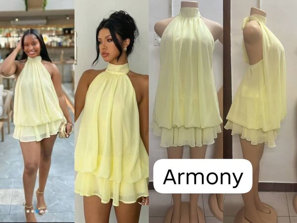 Robe Jaune à Volants Élégante