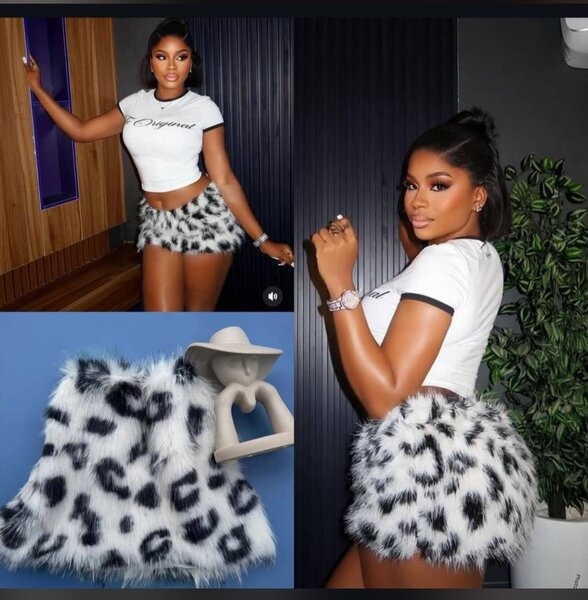 Mini jupe fausse fourrure léopard