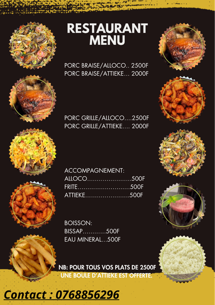 Menu de Restaurant Africain