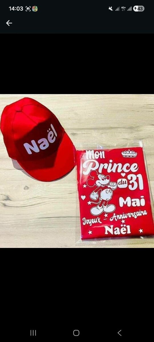 T-shirt et casquette anniversaire