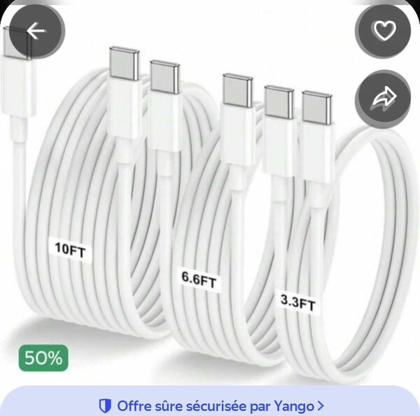 Câbles USB-C Lot de 3 Longueurs