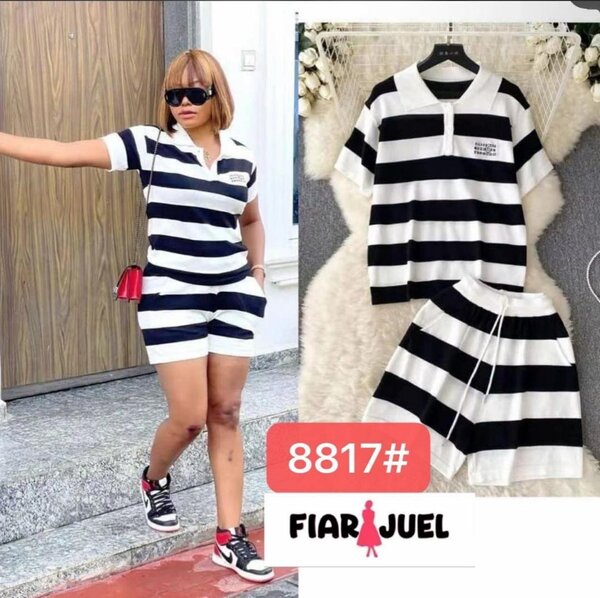 Ensemble rayé noir et blanc