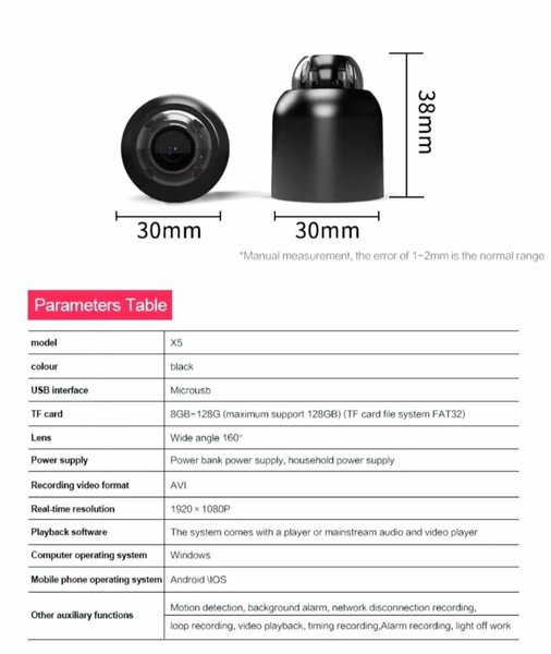 Mini caméra espion multifonction