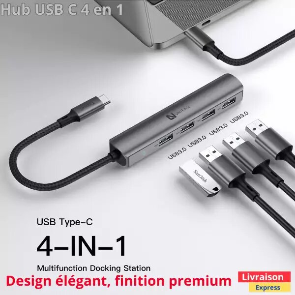 Hub USB C 4-en-1