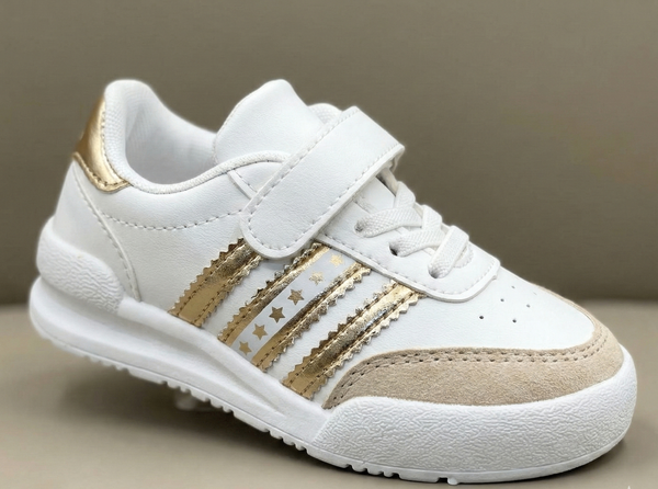 Baskets blanches et dorées enfant