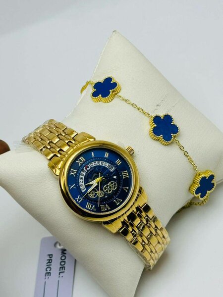 Montre + bracelet jaune bleu