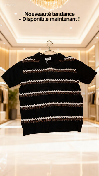 Polo rayé élégant noir