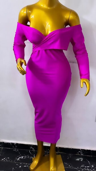 Robe longue rose moulante