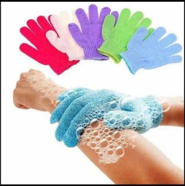 Gants de bain exfoliants colorés