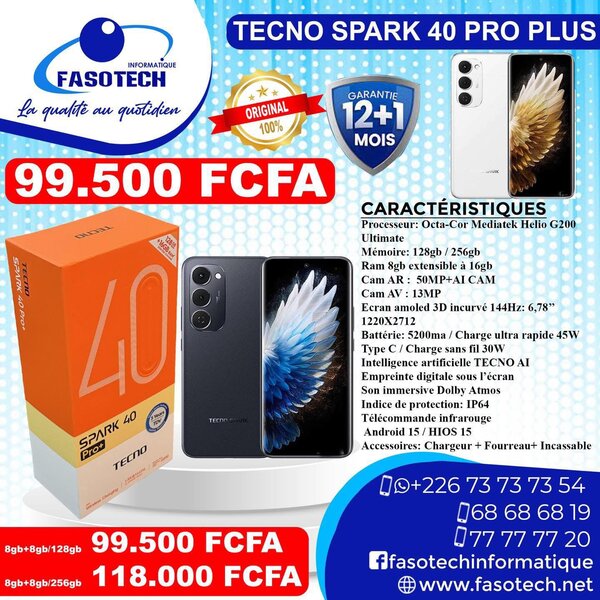 Tecno Spark 40 Pro+ 128 Go