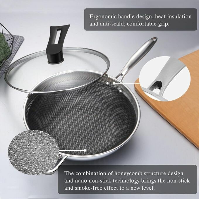 Poêle antiadhésive en acier inoxydable