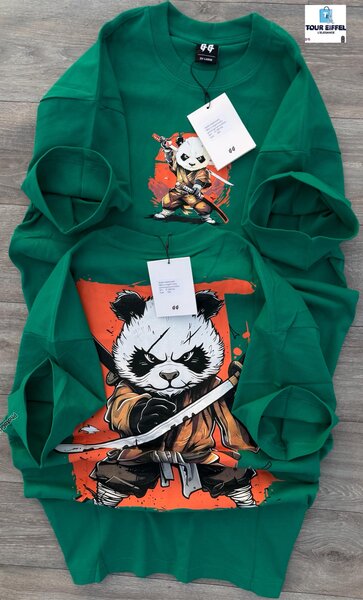 Pull homme panda graphique vert