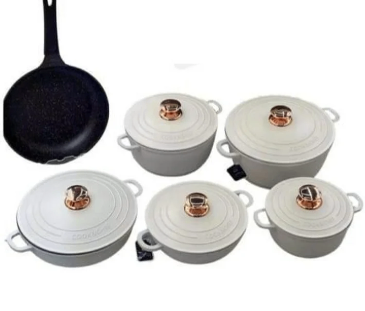 Kitchen 11 piece Cast Iron Pots Non-Stick Coated Cast Iron